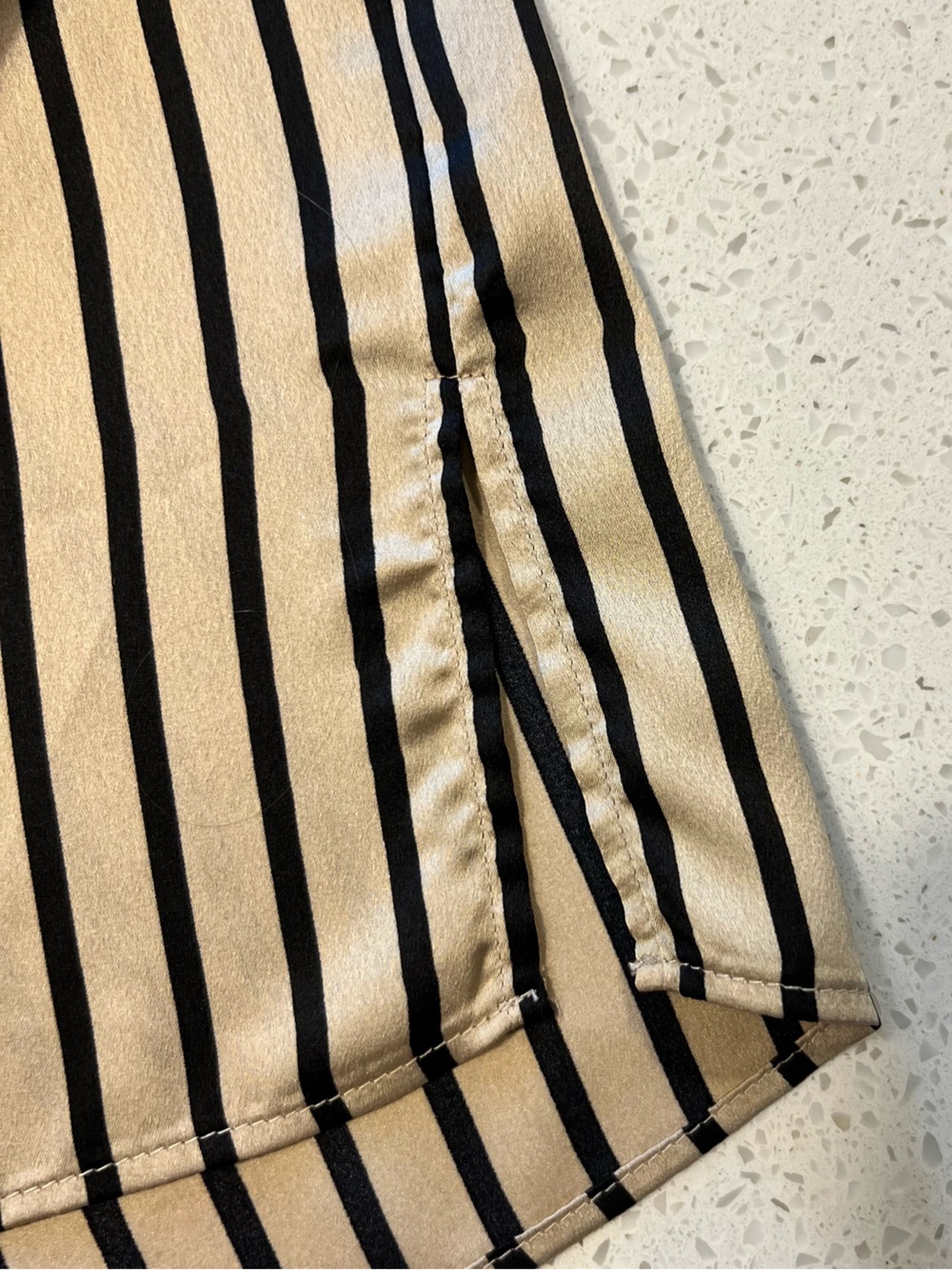 Ann Taylor Beige and Black Striped Dress Shirt - Picture 4 of 9